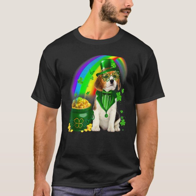Beagle Dog Irish Leprechaun Saint St Patrick Day T Shirt (Framsida)