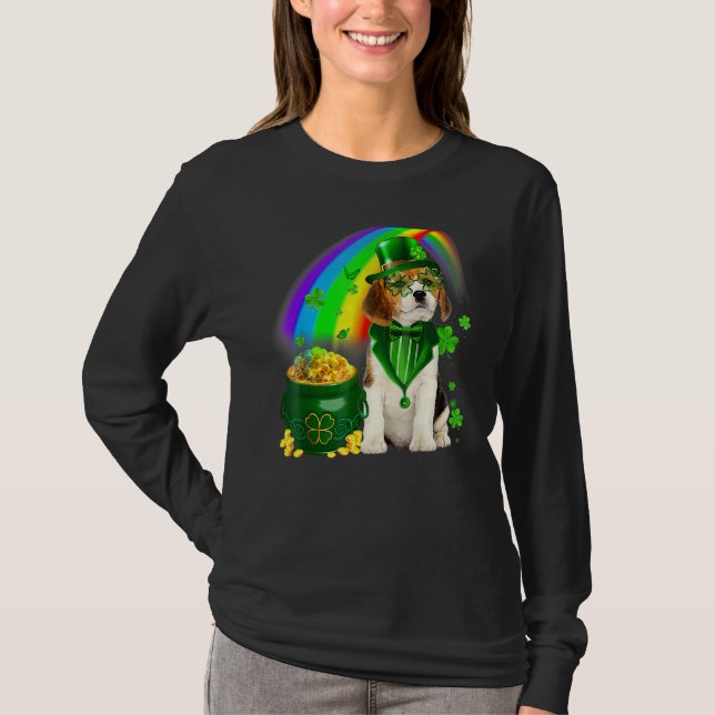 Beagle Dog Irish Leprechaun Saint St Patrick Day T Shirt (Framsida)