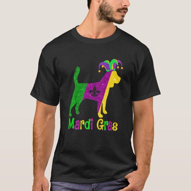 Beagle Dog Lover Mardi Gras Carnival Jester Premiu T Shirt (Framsida)