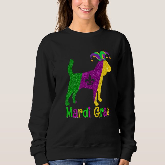 Beagle Dog Lover Mardi Gras Carnival Jester Premiu T Shirt (Framsida)