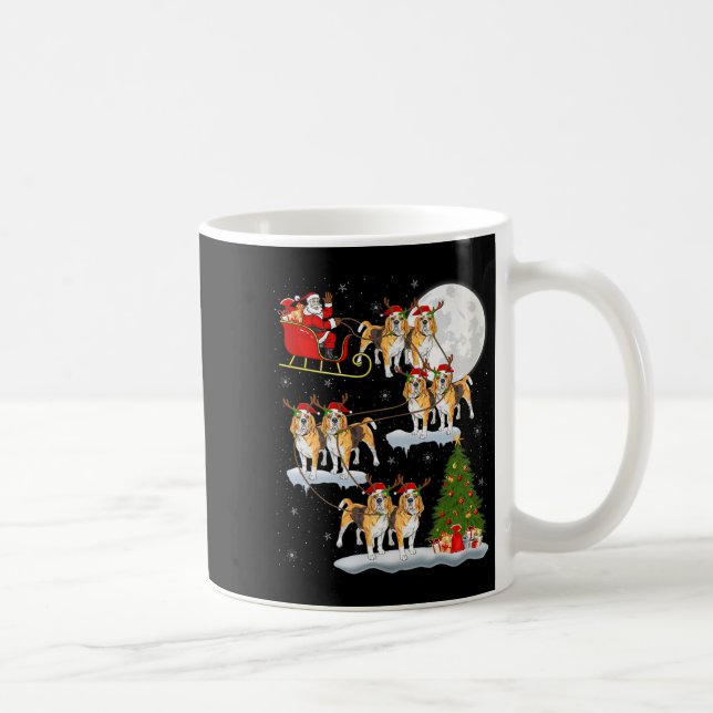 Beagle Dog Santa Sleigh Flying Funny Magical Chris Kaffemugg (Höger)