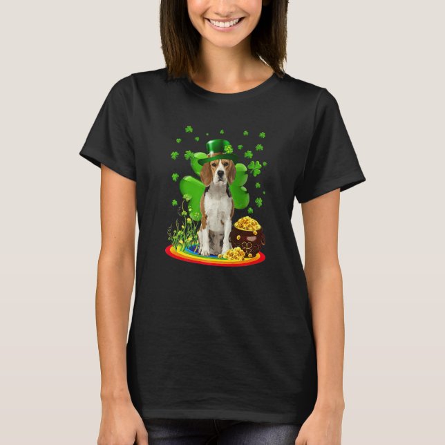 Beagle Dog Shamrock St Patricks Day Dog Irish Gift T Shirt (Framsida)