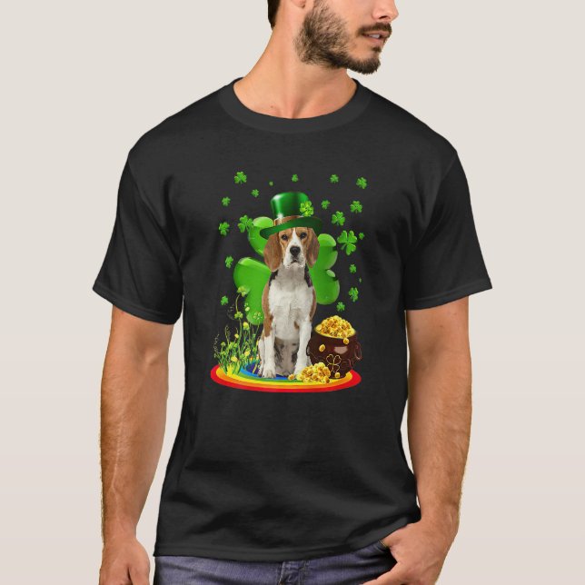 Beagle Dog Shamrock St Patricks Day Dog Irish Gift T Shirt (Framsida)