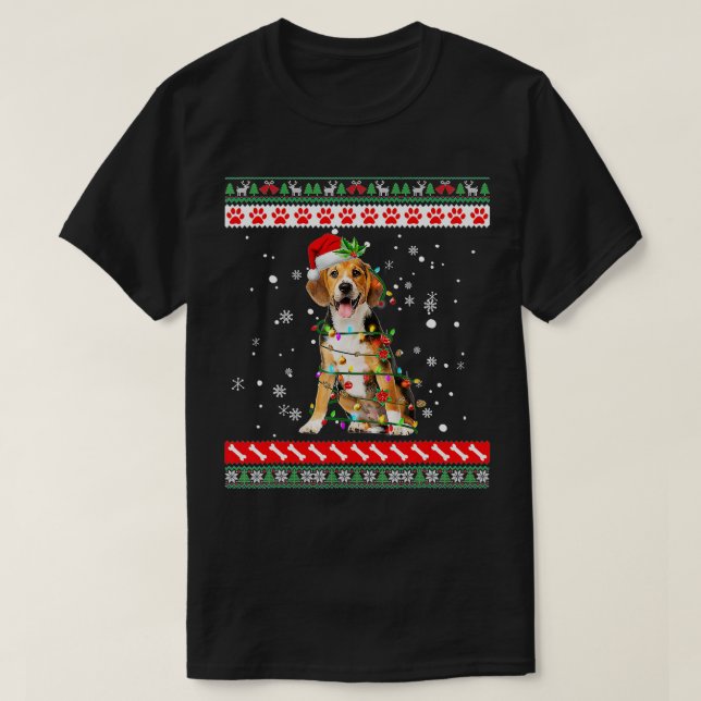 Beagle Dog Ugly Sweater Christmas Puppy Dog Lover  T Shirt (Design framsida)