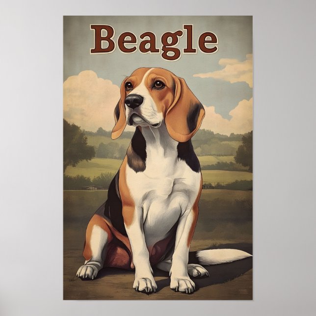 Beagle Dog Vintage Art Poster (Framsidan)