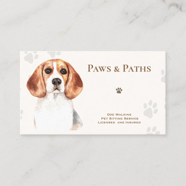Beagle Dog Walker Pet Sitta Visitkort (Framsida)
