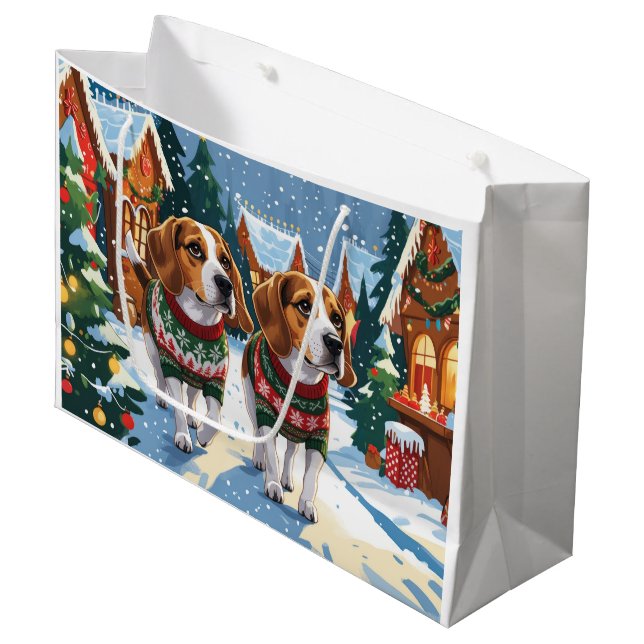 Beagle Dogs Christmas Snow Holiday (Framsidan Vinklad)