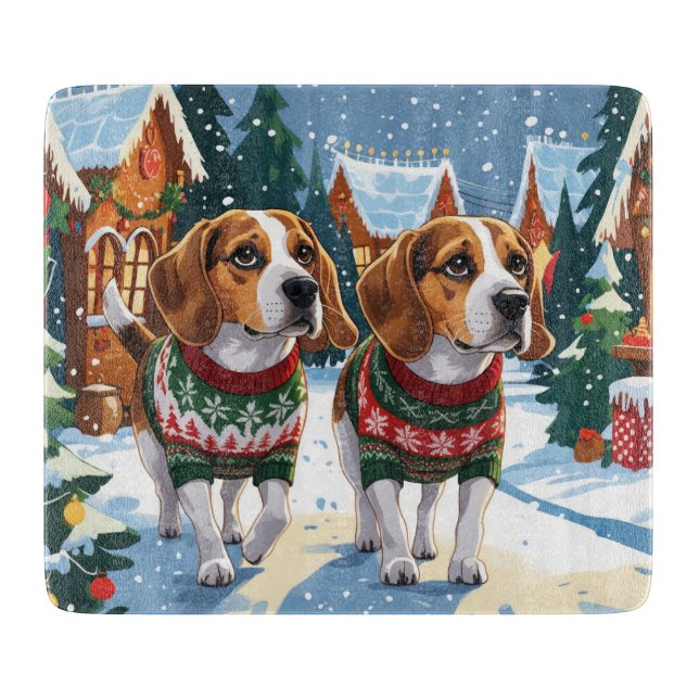 Beagle Dogs Christmas Snow Holiday (Framsidan)