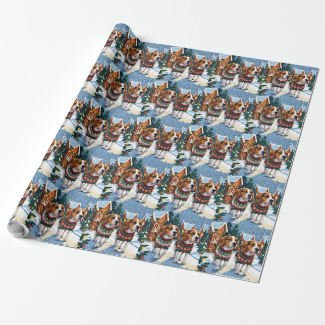 Beagle Dogs Christmas Snow Holiday Presentpapper (Utrullad)