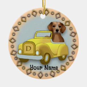 Beagle Driving Car ornament