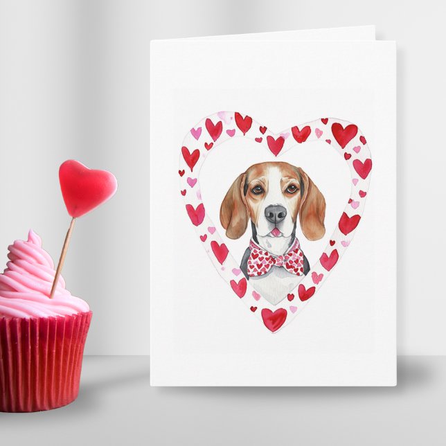 Beagle Du hämtade mitt skräddarsydda Valentineshjä Helgkort (Beagle love heart frame dog theme romantic cute vday dog mom card for anniversary and valentines day)