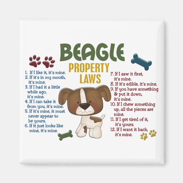 Beagle Egendom Laws 4 Magnet (Framsidan)