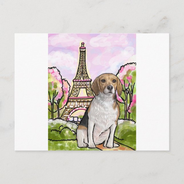 beagle eiffel torn paris vykort (Framsida)