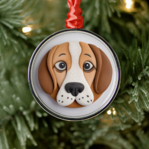 Beagle En Uppiggande Kaka Inspirerad Julgransprydnad Metall