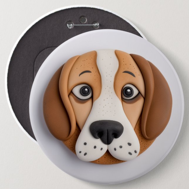 Beagle En Uppiggande Kaka Inspirerad Knapp (Framsida & baksida)