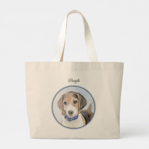 Beagle engelsk målning tri trefärgad söt hund kons jumbo tygkasse