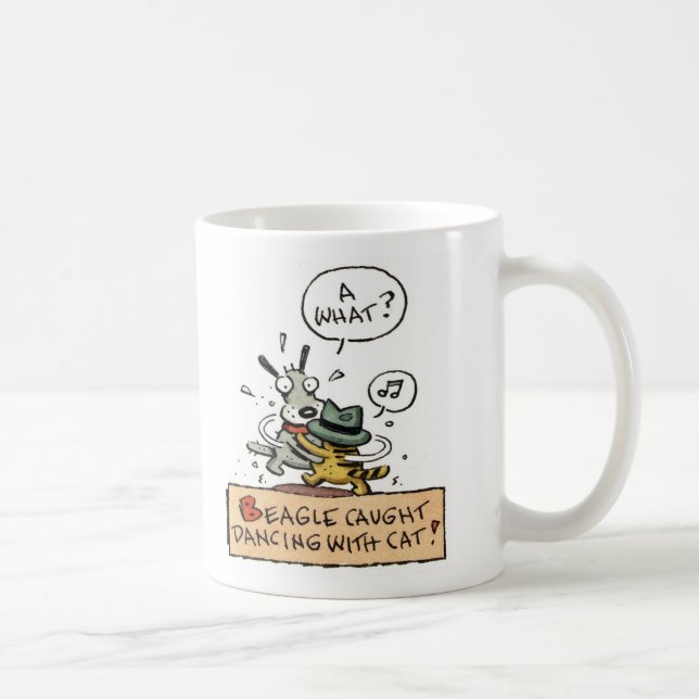 Beagle fångad dans med en katt kaffemugg (Höger)