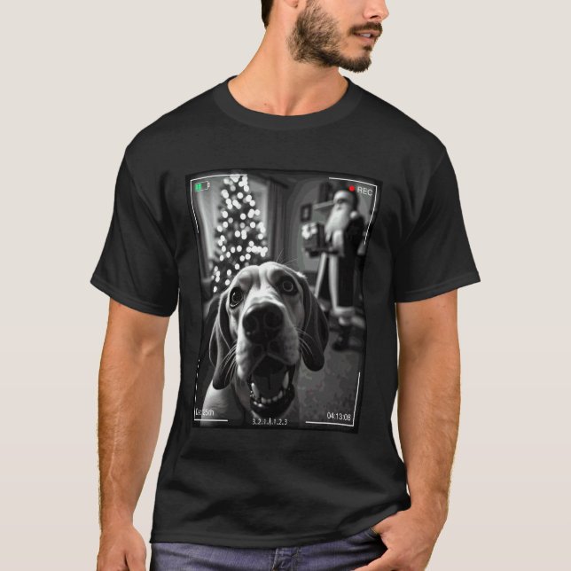Beagle fångar tomten på kamera Xmas T Shirt (Framsida)