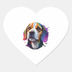 beagle färglös hjärtformat klistermärke