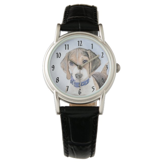 Beagle-färgning - Cute Original Hund Art Armbandsur (Framsida)