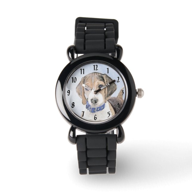 Beagle-färgning - Cute Original Hund Art Armbandsur (Framsida)