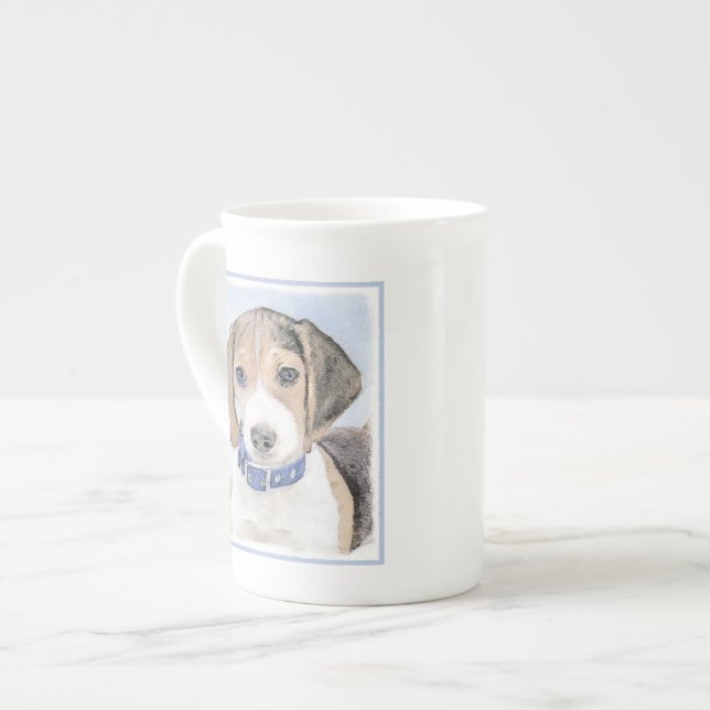 Beagle-färgning - Cute Original Hund Art Benporslin Mugg (Framsida vänster)