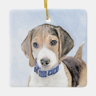 Beagle-färgning - Cute Original Hund Art Julgransprydnad Keramik