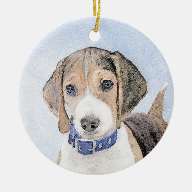 Beagle-färgning - Cute Original Hund Art Julgransprydnad Keramik (Framsidan)
