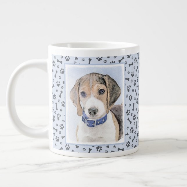 Beagle-färgning - Cute Original Hund Art Jumbo Mugg (Vänster)