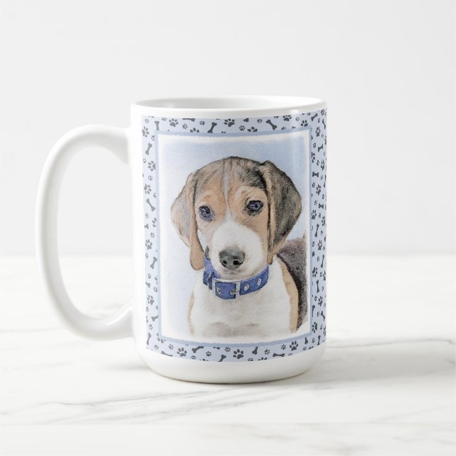 Beagle-färgning - Cute Original Hund Art Kaffemugg (Vänster)