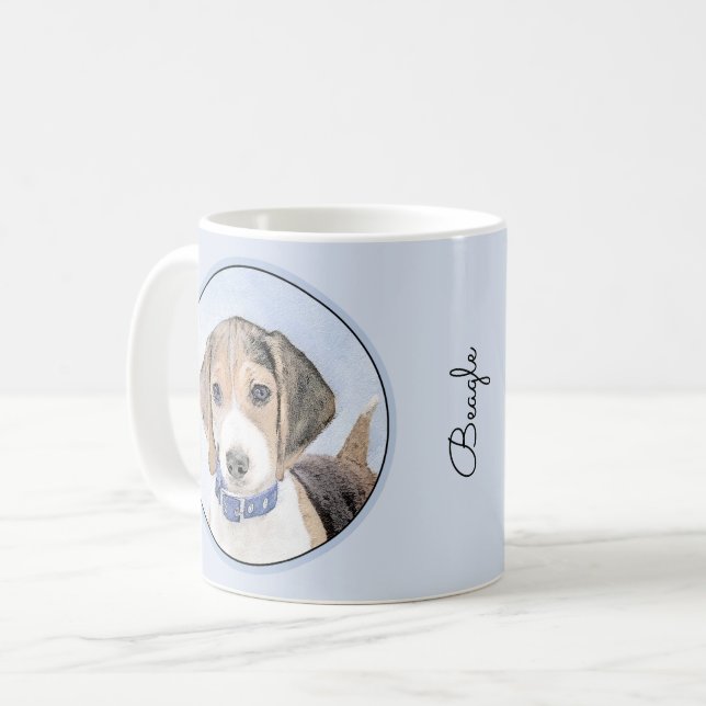 Beagle-färgning - Cute Original Hund Art Kaffemugg (Framsida vänster)