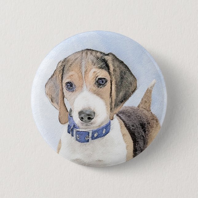 Beagle-färgning - Cute Original Hund Art Knapp (Framsida)