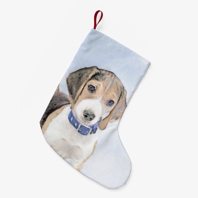 Beagle-färgning - Cute Original Hund Art Liten Julstrumpa (Framsidan (Hängande))