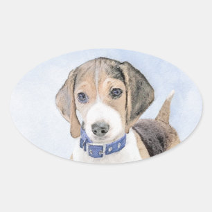 Beagle-färgning - Cute Original Hund Art Ovalt Klistermärke