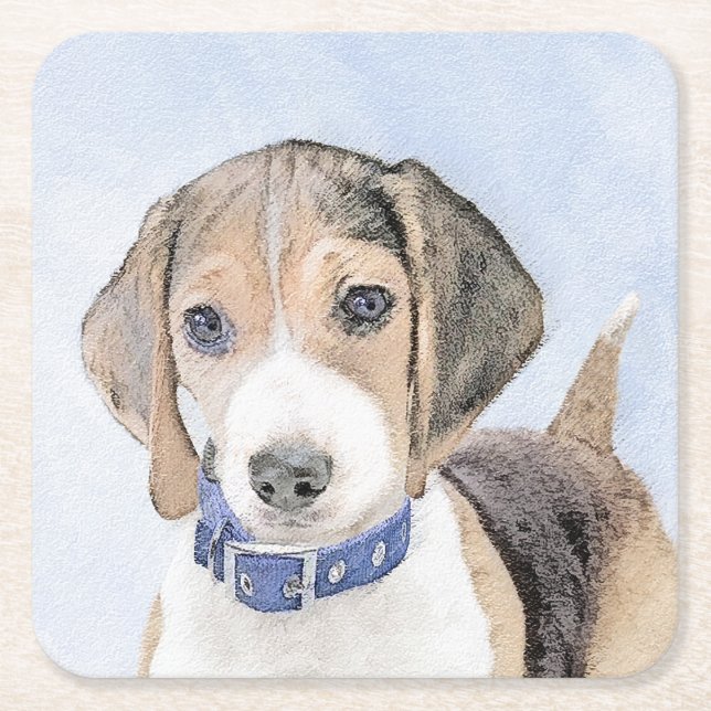 Beagle-färgning - Cute Original Hund Art Underlägg Papper Kvadrat (Framsidan)