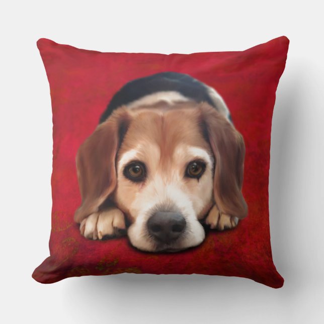 Beagle Fine Art Hund Art-målning Kudde (Framsida)