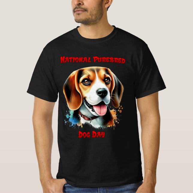 Beagle Firande: Den nationella renrasiga Hund T Shirt (Framsida)