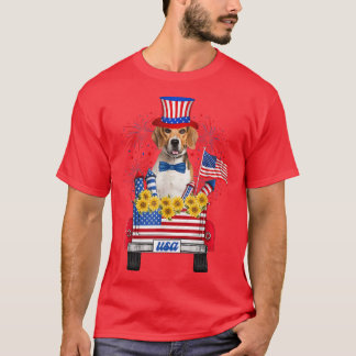 Beagle Fireworks Sunrose America Hund 4:e juli T Shirt