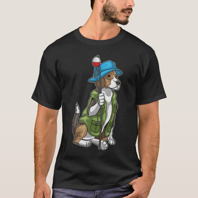 Beagle Fisher Fishing Rod Fishing T Shirt (Framsida)