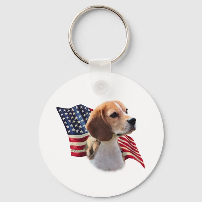 Beagle Flagga Keychain Nyckelring (Framsida)