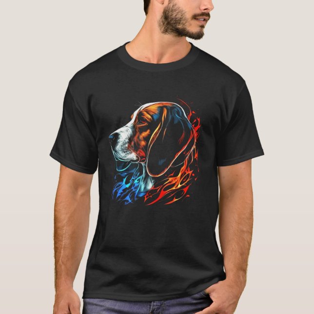 Beagle Flames Cute Dog T Shirt (Framsida)
