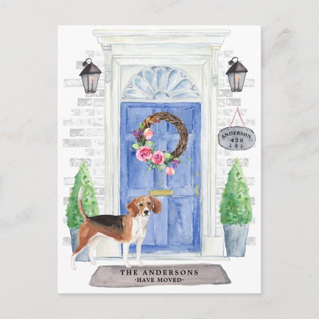 Beagle Flytta Announement Postcard Vykort (Framsida)