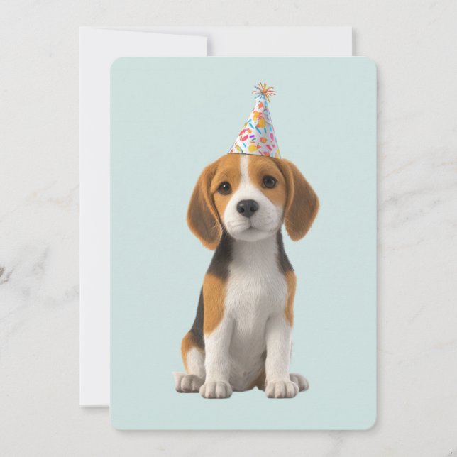 Beagle födelsedagsfest inbjudningar (Framsida)