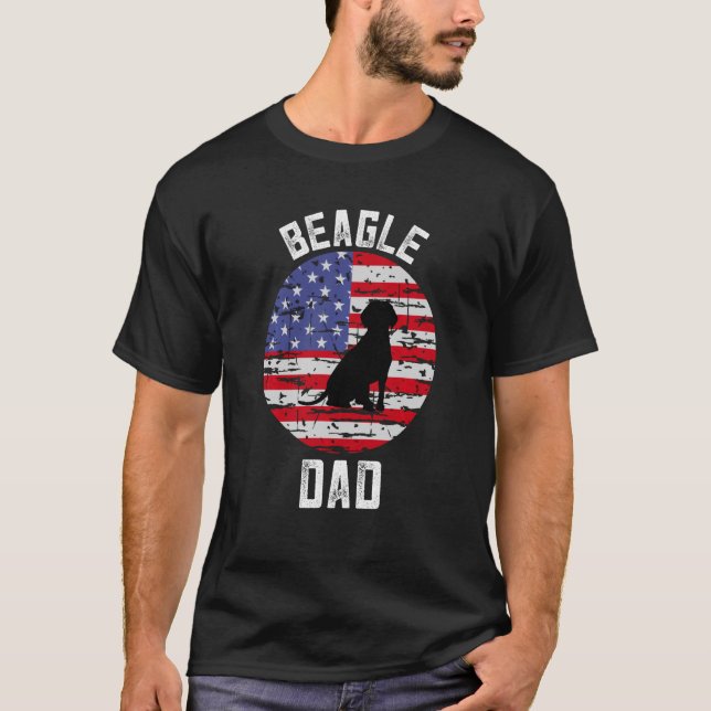 Beagle För manar Beagle Pappa Distress American Fl T Shirt (Framsida)