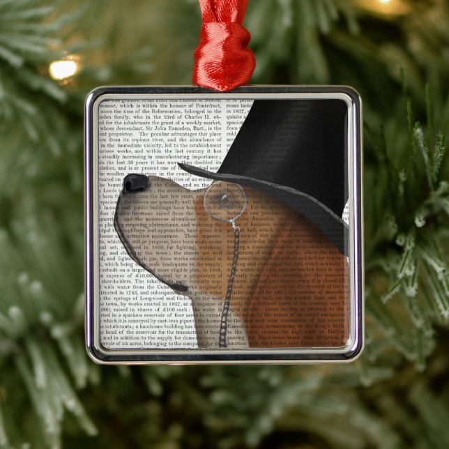 Beagle, formell hund och hatt julgransprydnad metall (Träd)