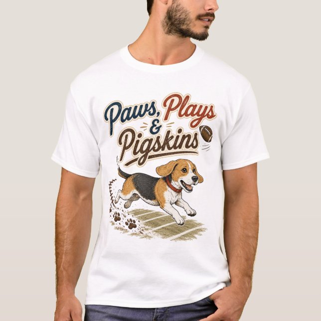 Beagle Fotboll Vintage Hund Grafisk T Shirt (Framsida)
