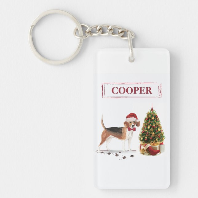 Beagle Funny jul Hund med Träd (Framsidan)