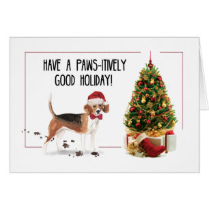 Beagle Funny jul Hund med Träd Hälsningskort