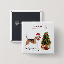 Beagle Funny jul Hund med Träd Knapp