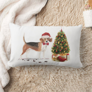 Beagle Funny jul Hund med Träd Lumbarkudde